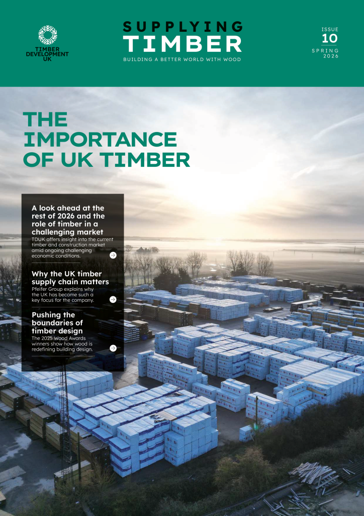 Welcome to the ninth issue of Supplying Timber, a magazine from Timber Development UK (TDUK) dedicated to the timber merchants, suppliers, manufacturers and tradespeople who are interested in working with timber.
